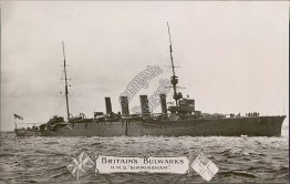 Britain's Bulwarks, Ship HMS Birmingham - Early Real Photo RP Postcard