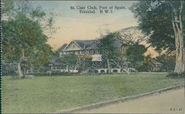 St. Clair Club, Port of Spain, Trinidad, B.W.I. Early 1900s Hand Tinted Postcard