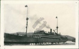USS Henderson WWI Navy Transport Ship - Early 1900's Real Photo RP Postcard