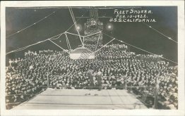 Fleet Smoker, Boxing Match, USS CA California 1922 US Navy Ship RP Postcard
