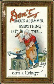 Blacksmith, Don't Knock & Hammer DWIG - Early 1900's TUCK Comic Postcard