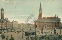City Hall Square, Copenhagen, Denmark - Early 1900's Postcard
