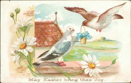Pigeon, Flowe Basket Easter 1908 Postcard Wartrace, TN Belmont Cancel Postmark