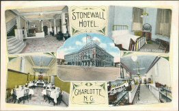 5 Views, Stonewall Hotel, Charlotte, NC North Carolina - Early 1900's Postcard