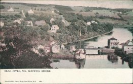 Bird's Eye View, Bridge, Bear River, NS Nova Scotia, Canada 1914 Postcard