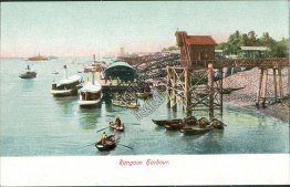 Harbor, Rangoon, Burma - Early 1900's Postcard