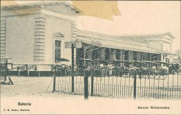 Railway R.R. Train Station, Batavia, Jakarta, Indonesia - Early 1900's Postcard