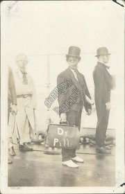 Sailor Dressed as Doctor, Dr. Pill, Deck of Ship Early 1900's RP Photo Postcard