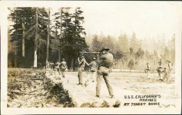 Marines at Target Range, Battleship USS CA California - Early 1900's RP Postcard