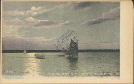 Sailboat, Moonlight on Lake Worth, FL Florida Pre-1907 Postcard