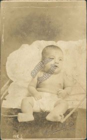 Filipino Baby in Diapers, Manila, Philippines Luzon Studios RP Photo Postcard