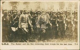 Kaiser Wilhelm II Reviewing Troops, WWI - Real Photo RP Postcard