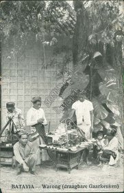 Natives Food Stall, Warong Batavia, Jakarta, Indonesia - Early 1900's Postcard