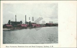 Blast Furnaces, Dominion Iron & Steel, Sydney, CB, NS, Canada Early Postcard