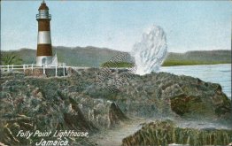Folly Point Lighthouse, United Fruit Co. Steamship Published, Jamaica Postcard