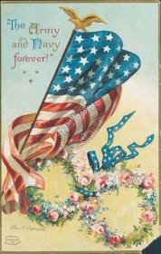 To The Army and Navy Forever, US Flag Ellen Clapsaddle Signed Postcard