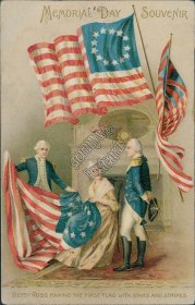 Betsy Ross Making First Flag, Memorial Day - Winsch Embossed Postcard
