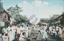 Flipinio District Scene, Cock Fight, Manila, Philippines PI Early 1900s Postcard