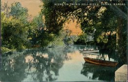 Canoes, Smoky Hill River, Salina, KS Kansas - Early 1900's Postcard