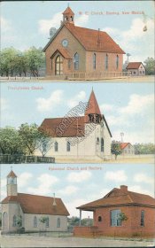 M.E. Church, Presbyterian, Episcopal, Rectory, Deming, NM 1914 Postcard