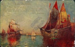 Rude Partings, Sailboats - Early 1900's Postcard, DeWitt, NE Cancel