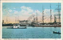 Texas Company Docks, Port Arthur, TX - Early Postcard