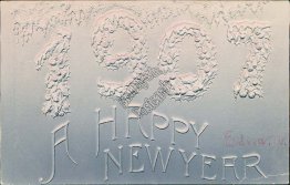 1907 Year in Snow - Embossed New Yar Postcard