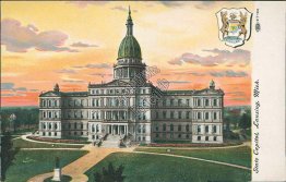 Capitol, Coat of Arms, Lansing, MI Michigan - Early 1900's Postcard