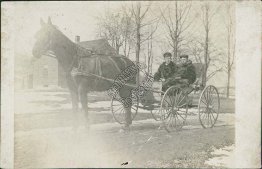 2 Men Riding Horse Drawn Stage Wagon - Early 1900's RP Photo Postcard