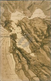 Map of San Francisco Bay, CA California - Early 1900's Postcard