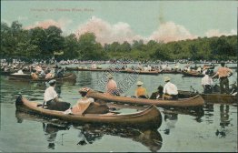 Canoeing, Canoes at Charles River, MA Massachusetts - 1907 Postcard