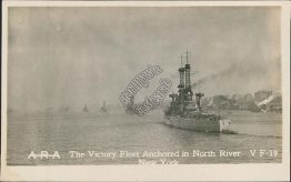 US Navy Victory Fleet, North River, New York Early 1900's RP Photo Ship Postcard
