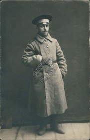 Soldier Dressed in Trench Coat - Early 1900's Real Photo RP WWI Postcard