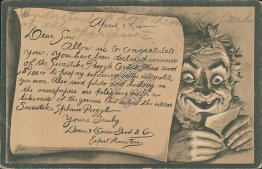 Swastika Clown Sphinx Puzzle, April Fools, Hopkinsville, KY 1910 Postcard