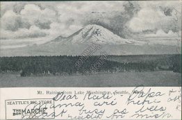 Mount Rainier, Lake Washington, The Bon Marche Store Ad Pre-1907 Postcard