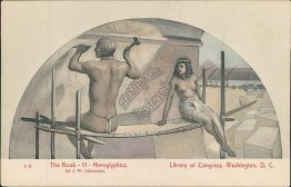 Nude Woman, Hieroglyphics, Library of Congress, Washington DC Pre-1907 Postcard