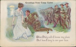 Army Men, Greetings from Camp Upton, Long Island, LI, NY 1918 Postcard