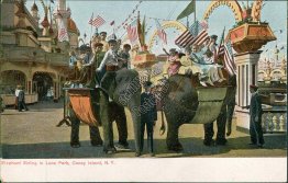 Elephant Riding in Luna Park, Coney Island, NY New York Pre-1907 Postcard