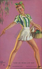 Come On - We're Late Now - Zoe Mozert - Mutoscope Pin Up Card