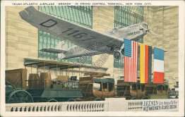 Transatlantic Airplane Bremen, Grand Central, New York City, NY Postcard