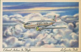 Colonial Airlines Airplane, La Guardia Field, New York, NY Postcard