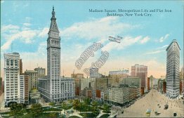 Madison Square, Bi-Plane, Flat Iron, New York City, NY Postcard