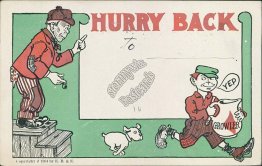 Hurry Back, Irish Boy w/ Growler, Pittsburg, PA 1906 Postcard