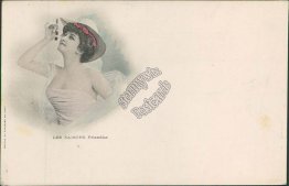 Pretty Woman Tasting Grapes - Early 1900's Budapest, Hungary Postcard