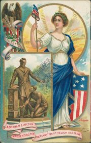 Lady Liberty, Abraham Lincoln Emancipation Proclamation 1910 Postcard