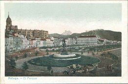 The Park, Malaga, Spain - Early 1900's Postcard