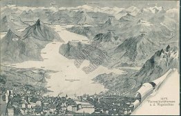 Vierwaldstaettersee a. d. Vogelschau, Switzerland Map - Early 1900's Postcard