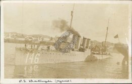 USS Elliot Destroyer DD-146, Azores - Early 1900's RP Photo Navy Ship Postcard