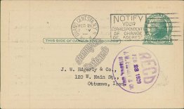 Kellogg's Pure Flaxseed 1929 Ottumwa, IA Iowa, New York City Postal Card