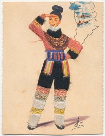 Denmark Girl, Colorama Embroidered - Elay Signed Postcard